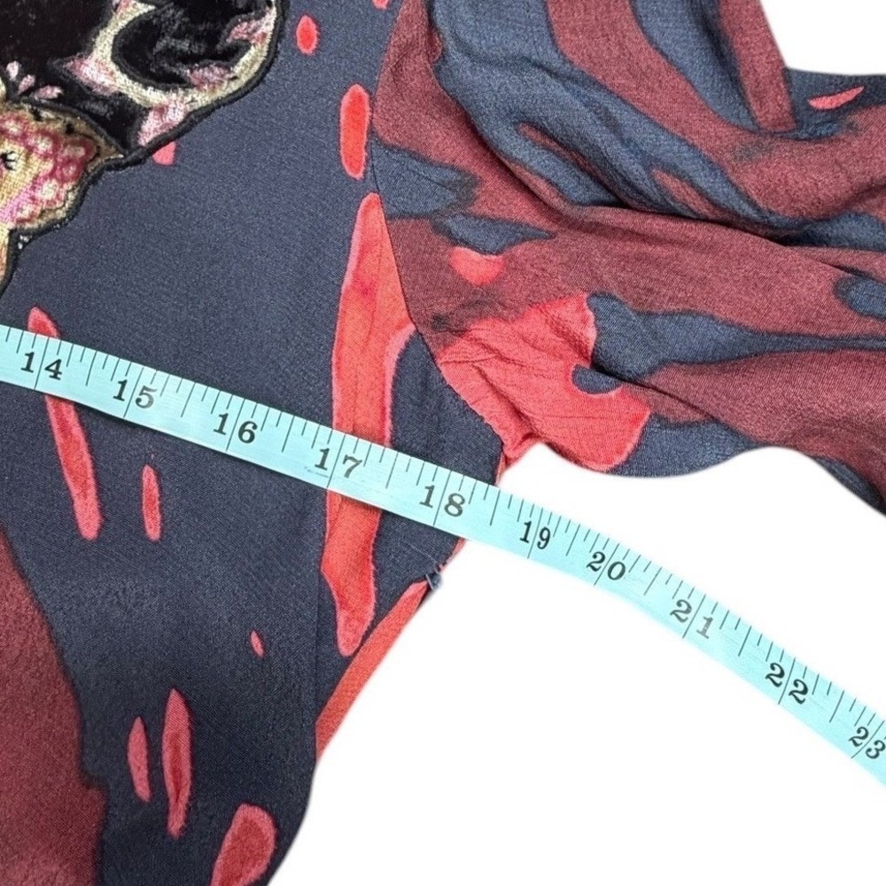 Soft Surroundings Velvet Applique Abstract Maxi Dress Red Black Boho V Neck 6 - Picture 7 of 13